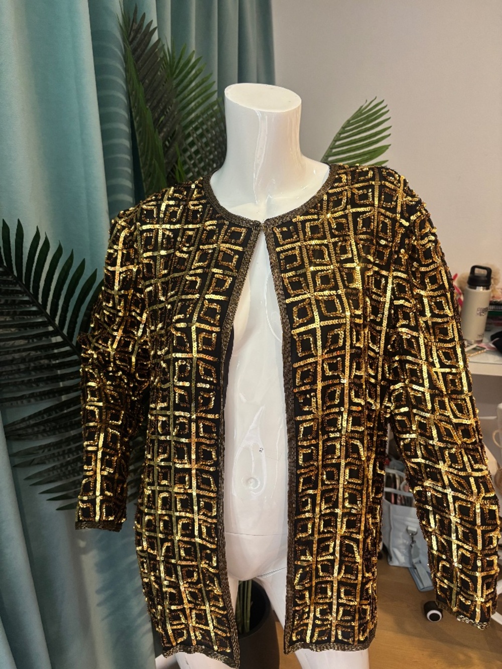Carina Gold Silk Sequin Jacket